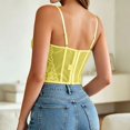 thumbnail image 4 of KHONTS Corset Tops for Women Going out Fall Fashion Crop Lace Outfit Y2k Spaghetti Strap Tank Tops Mesh Party Bustier Cami Tops Yellow XS, 4 of 6