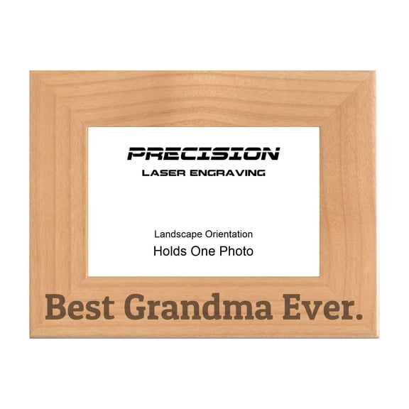 PrecisionNC Grandma Frames Best Grandma Ever Engraved Natural Wood Picture Frame Gift from Grandchild 4x6 Landscape