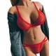 thumbnail image 2 of VISgogo - Conjunto de dos piezas de lencería para mujer, sujetador de vendaje de hilo de malla de color sólido a la moda y bragas de cintura baja VISgogo moda, 2 of 4