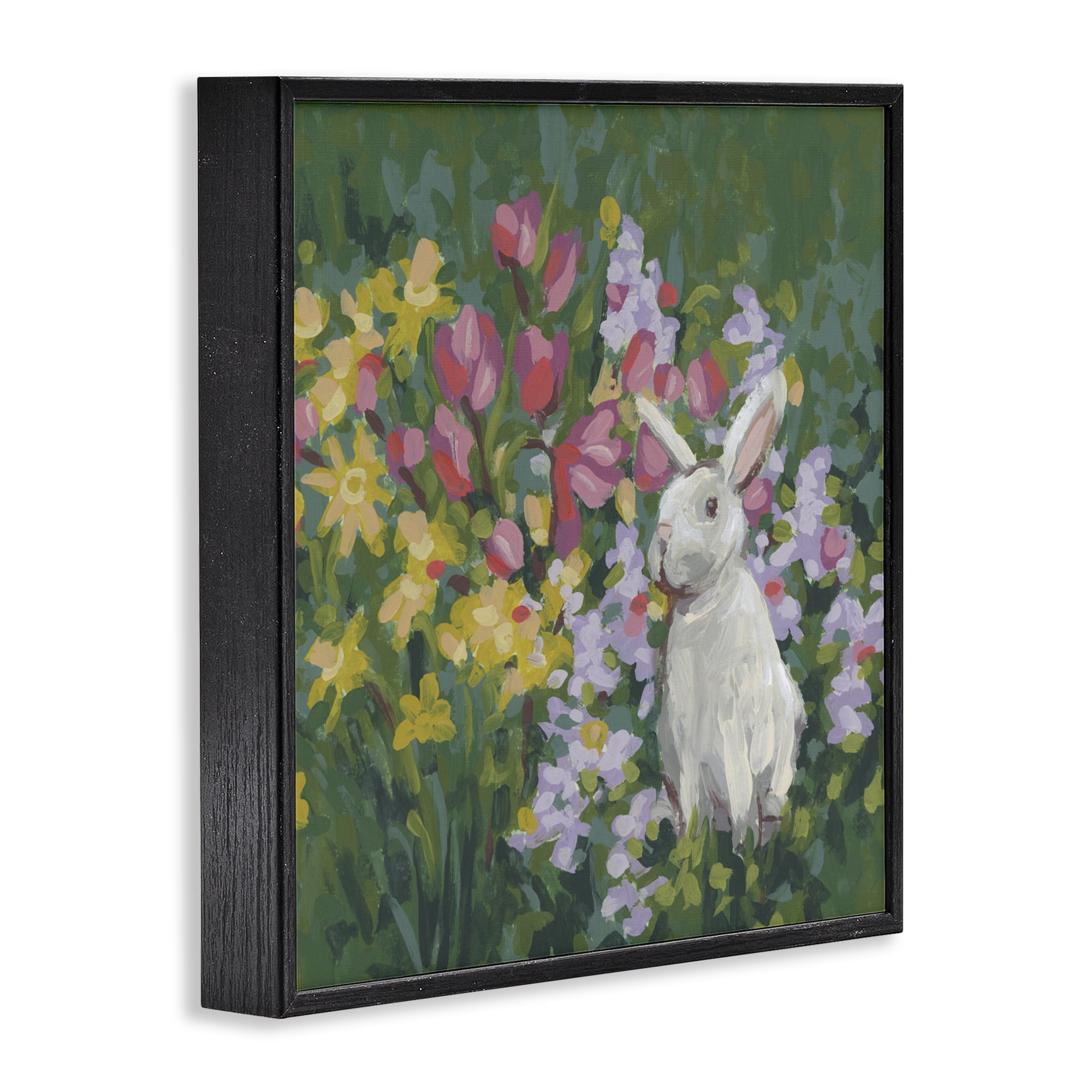 Stupell Industries Botanical Bliss Bunny Black Framed Giclee Art, design by June Erica Vess