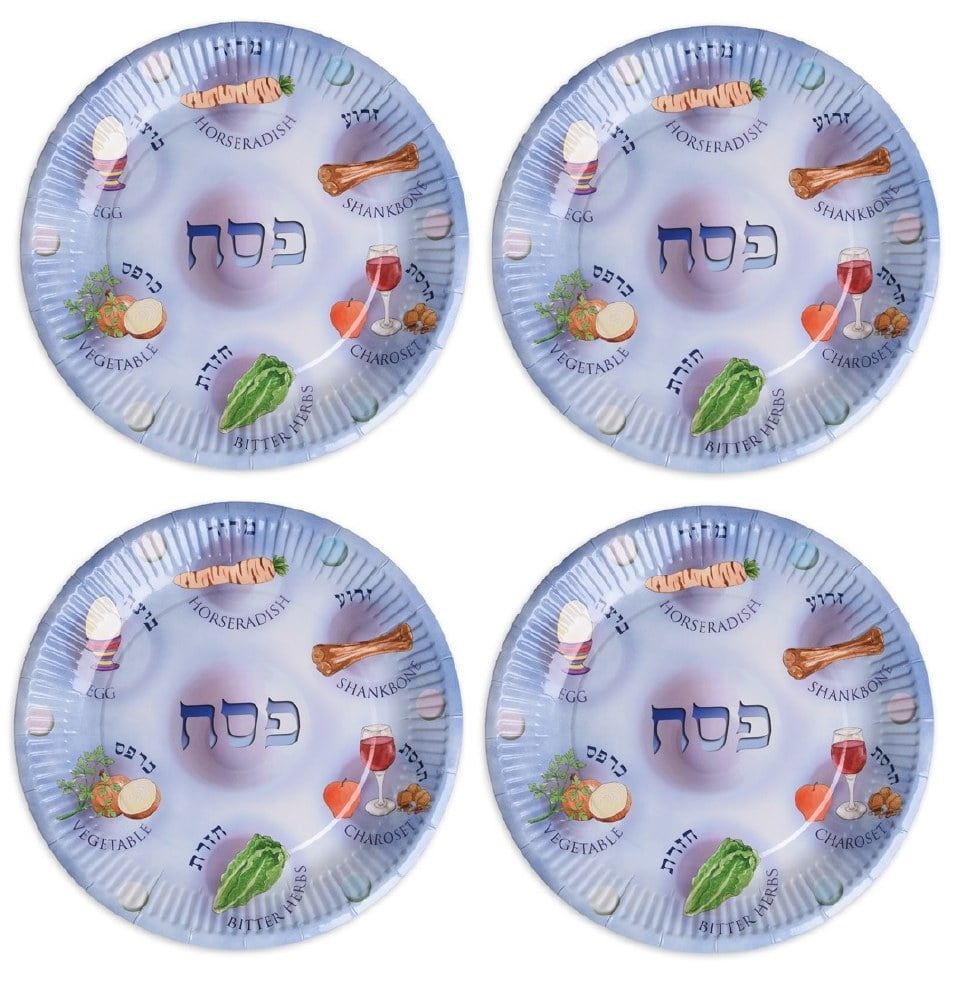 Passover Paper Plates Seder Plate Design 4 Pack