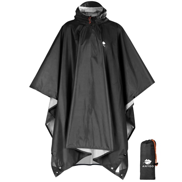 Poncho impermeable ANYOO ligero para adultos, color negro
