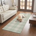 thumbnail image 4 of Hallway Runner Rug 2x6ft Buffalo Plaid Washable Runner Rug Non Slip Non-Shedding Low-Profile Sage Green Olive Farmhouse Gingham Striped Long Bathroom Floor Carpet Rugs for Kitchen Entryway Bedside, 4 of 8