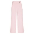 thumbnail image 4 of AINIYS Women's Business Casual Outfits Lightweight Deep V Neck Long Sleeve Shirt and Wide Leg Pants Suit Set Pink S, 4 of 9
