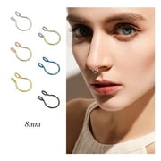 9Pcs Fake Nose Ring 20g Nose Piercings Fake Piercings Hoop Nose Rings for Women Fake Lip Septum Ring Gold Rose Silver 8mm Non Pierced Clip Faux Body Piercing Jewelry for Women Men Girls