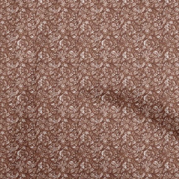 oneOone Georgette Viscose Brown Fabric Batik Quilting Supplies Print Sewing Fabric By The Yard 42 Inch Wide