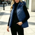 thumbnail image 2 of Womens Quilted Vest Lightweight Plus Size Puffer Hooded Full Zipper Gilets Sleeveless Padded Warm Jackets Winter Outerwear Layer Vest for Travel Hiking Daily Wear, 2 of 9