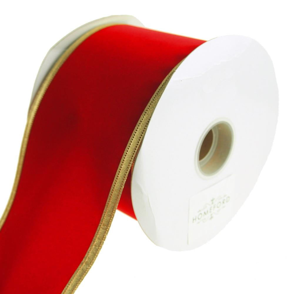 Bright Red, 2-1/2-Inch Homeford Christmas Velvet Wired Edge Ribbon 10 Yards