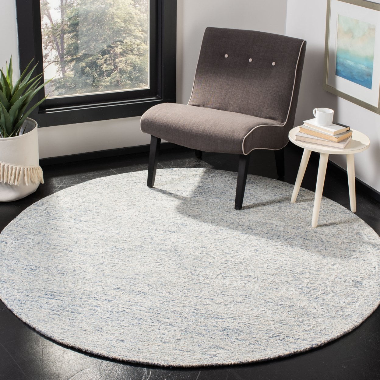 SAFAVIEH Glamour Evaline Abstract Runner Rug, Blue/Ivory, 2'3" x 8'
