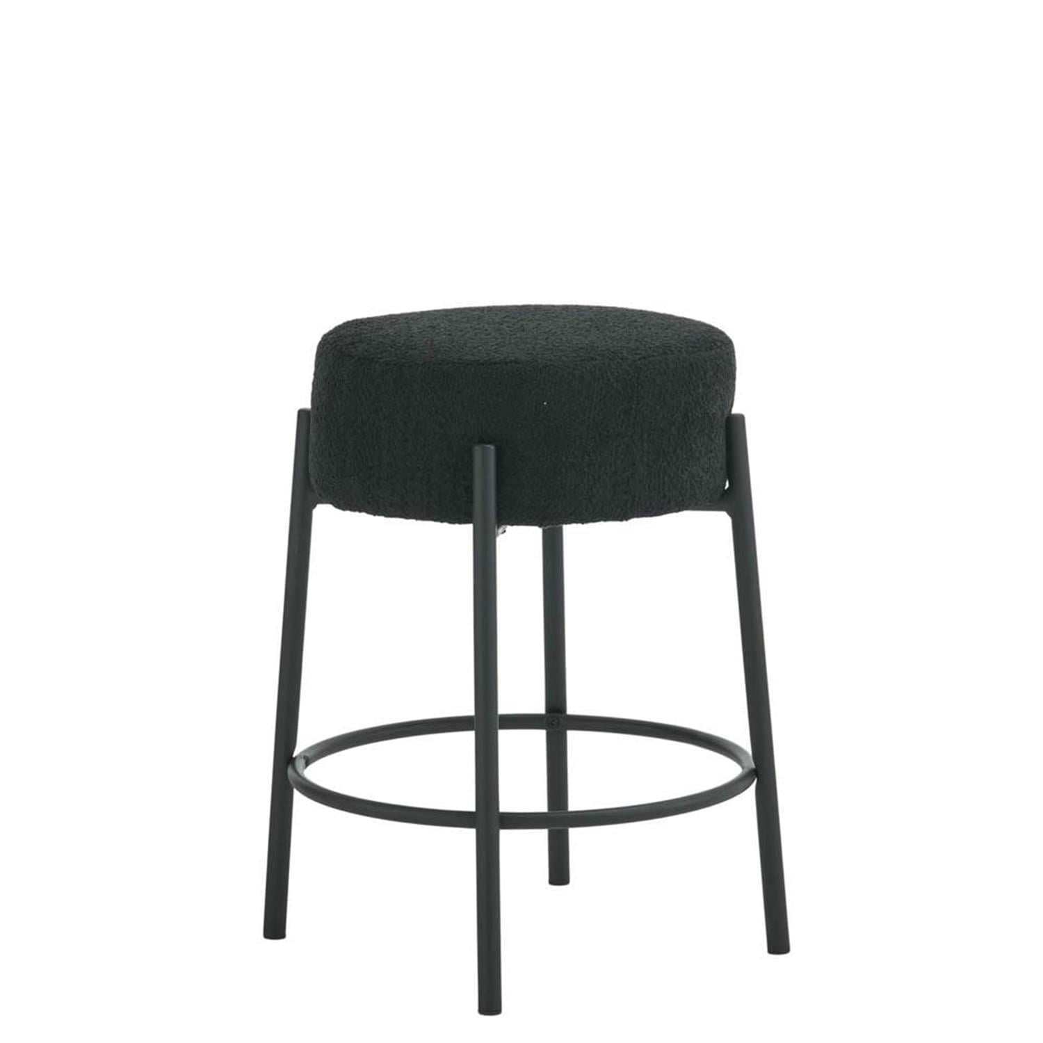 Demi Bonn 24" Counter Height Bar Stools Set of 2, Upholstered Barstools, Kitchen Island Countertop Chairs for Dining Room, Black