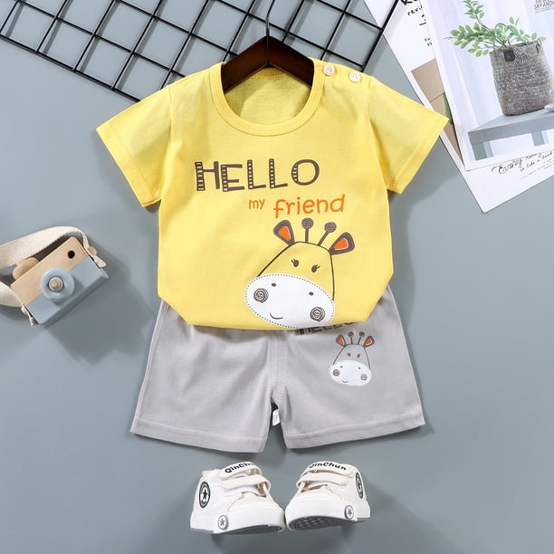 Conjuntos de ropa para niños y niñas, Top y pantalones cortos, 2 piezas, verano, algodón qym unisex