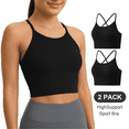 thumbnail image 5 of WQD 2 Pack Sports Bras for Women Crisscross Back Ribbed Knit Crop Top High Support Wirefree Padded Workout Yoga Bra Comfortable Athletic Tank Top for Gym Running Training, 5 of 8