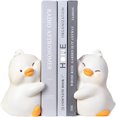 thumbnail image 1 of White Decorative Cuddly Duck Bookends, Unique Bookends for Holding Books, Creative Resin Shelf Stoppers, Suitable for Home Office Shelf Decoration, 1 of 5