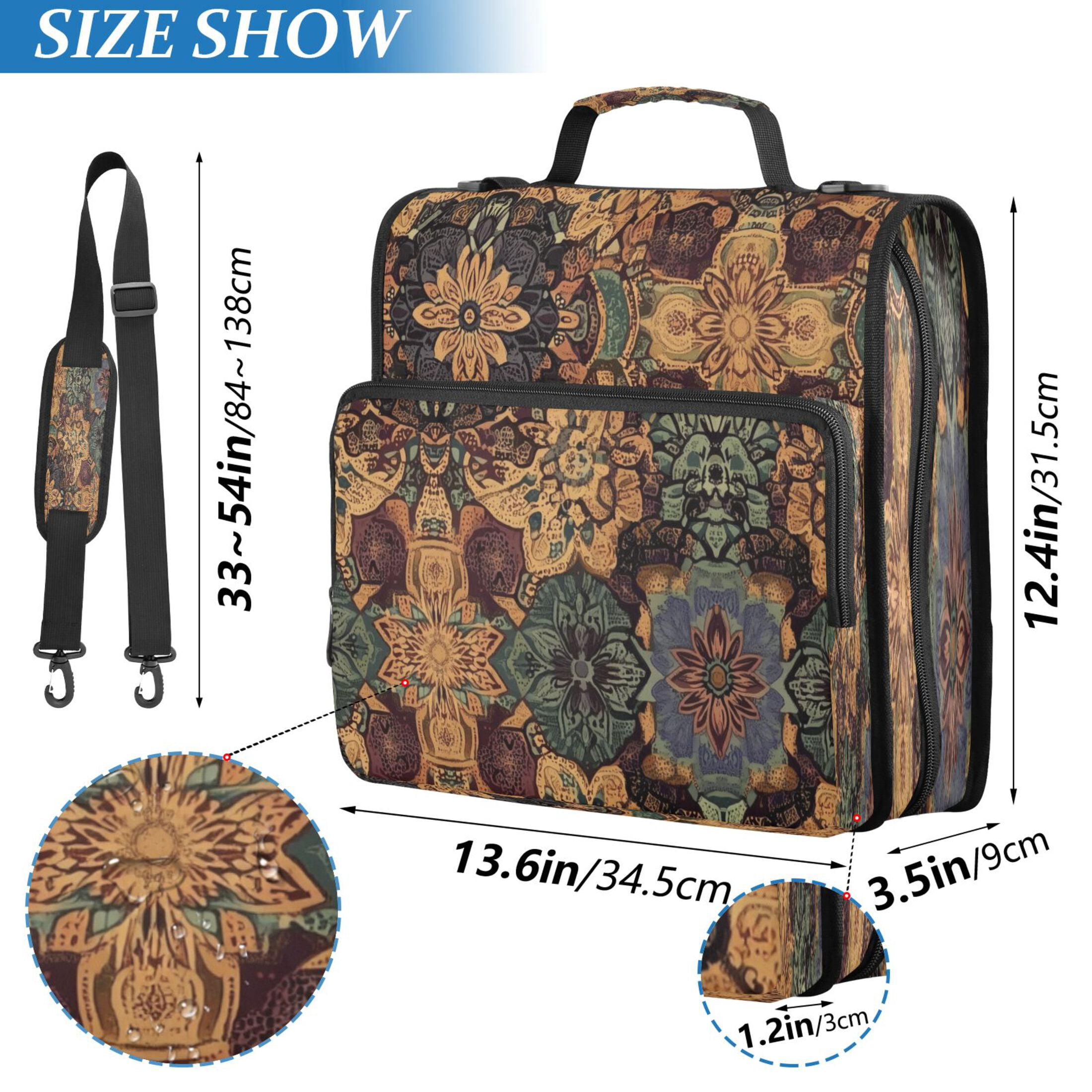 YAZAOO Zipper Binder trapper keeper Documents Organized Design Golden Mandala Mosaic Printed