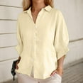thumbnail image 2 of Summer Tops, Women Blouses, Women's Casual Summer Shirt Elegant Fashionable Top Long Sleeve V Neck Loose Button-Up Shirt with Belted Waist for Versatile Styling and Comfort, 2 of 7