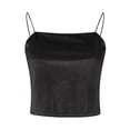 thumbnail image 5 of Gibobby Camiseta sin mangas pequeña Retro de estilo corto de terciopelo para mujer(Negro,G), 5 of 5