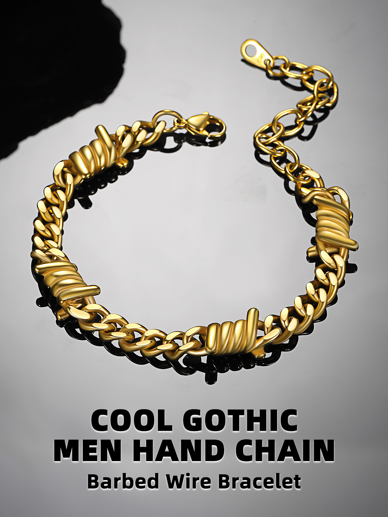 Bestyle Men Cuban Chain Bracelets 7mm Unisex Gold Plated Barbed Wire Beacelet Hip Hop Punk Jewelry Gifts for Women