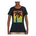 thumbnail image 2 of Tropical Palm Tree Silhouette | Womens Pop Culture Graphic T-Shirt, Black, Small, 2 of 4