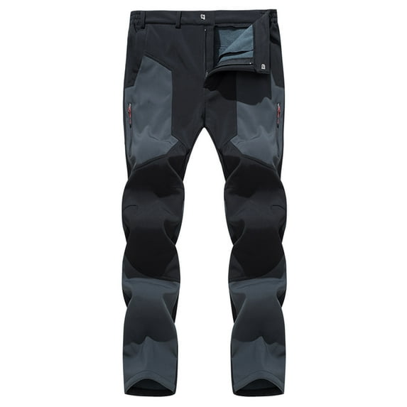 Idoravan Mens Quick-Drying Waterproof Trousers Men's Fashion Casual Plush Thickened Assault Pants Large Waterproof Soft Shell Fleece Outdoor Sports Cycling Climbing Trousers Pants