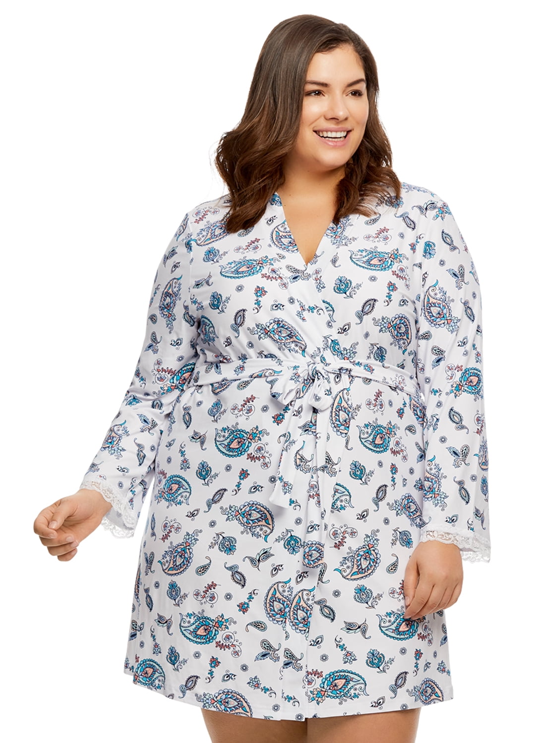 Gloria Vanderbilt Women's Sleep Robe Bathrobe with Lace Detail SIze S