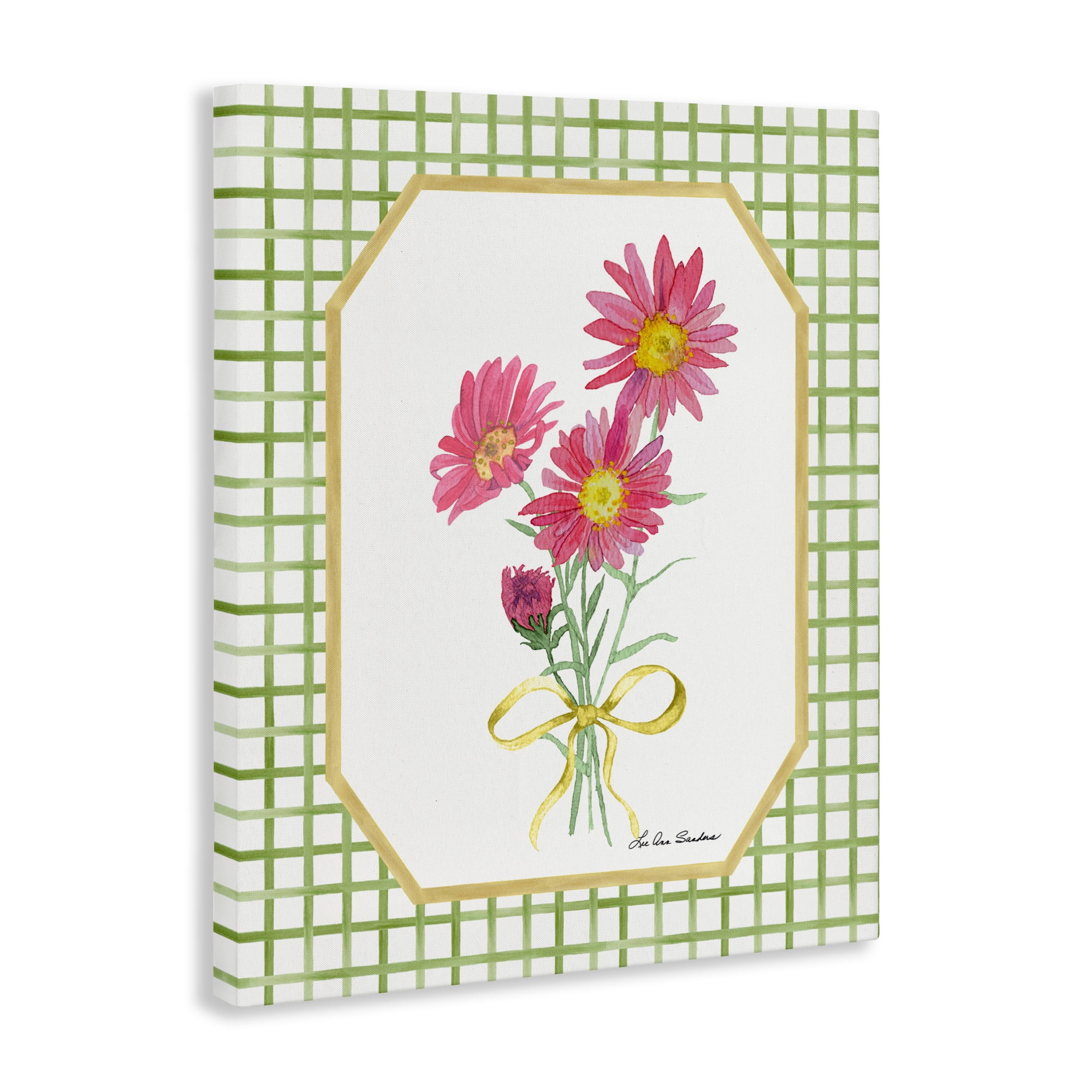 Botanical Story on Gingham Canvas Wall Art, design by Lee Ann Sanders