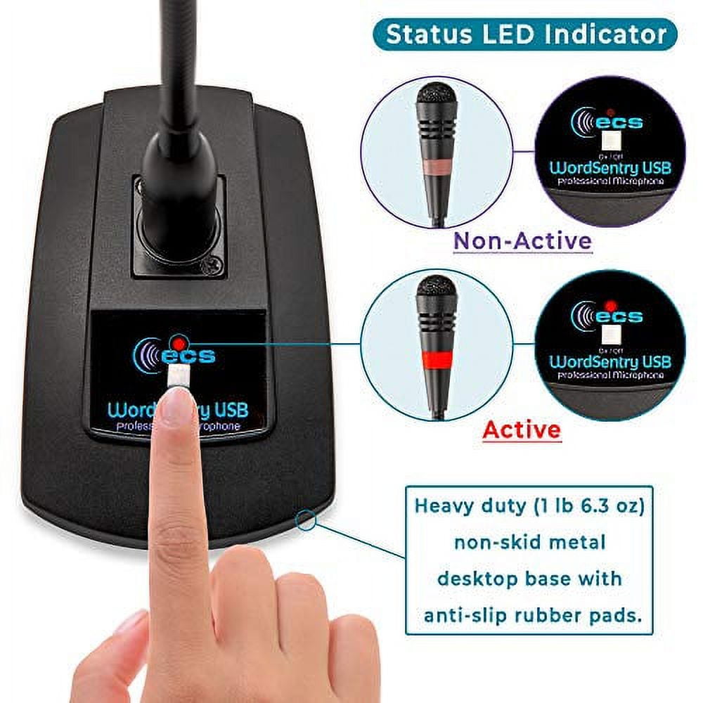 USB Computer Microphone, Unidirectional Condenser Desktop/Laptop/PC Mic,Mute Button with LED indicator, suitable for Windows,Mac,PS4,Youtube,Skype,Recording,Gaming,Podium,Court Conference,Dictation
