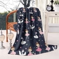thumbnail image 2 of Dark Blue Ballerina Princess Pattern Blanket,Comfortable Soft Flannel Throw Blanket,All Season,Warm Lightweight Blankets for Sofa Bed Couch Living Room Chair,60"x80", 2 of 4