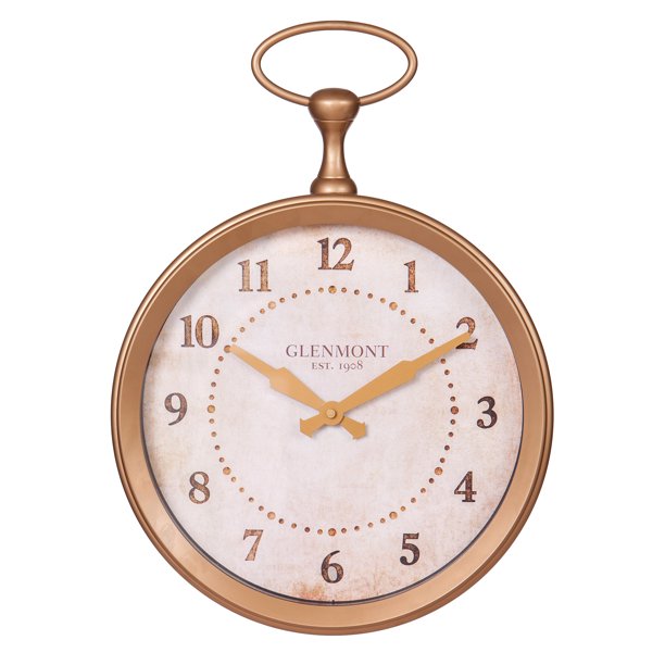 Patton Wall Decor 13" Glenmont Gold Pocket Watch Wall Clock