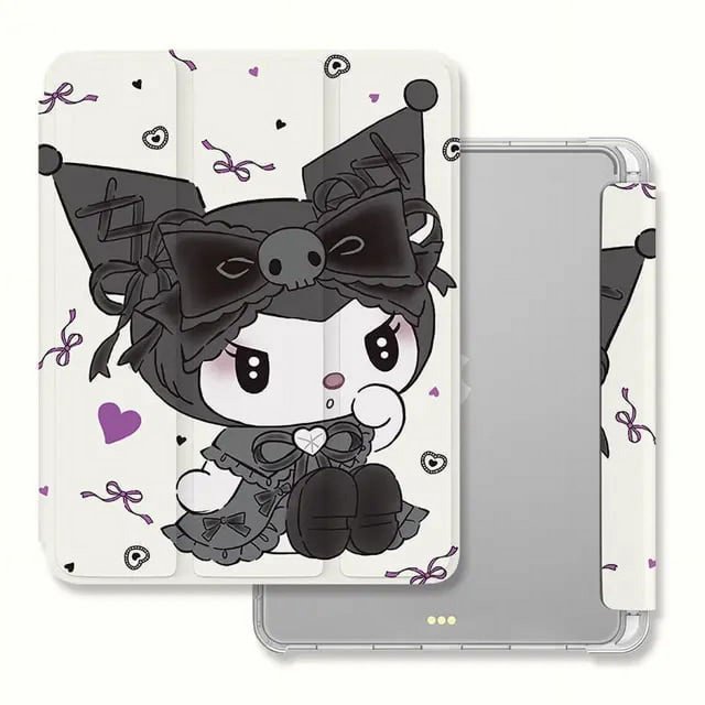 Kawaii Sanrio Hello Kitty Ipad Protective 2021 Anti-fall Three-Fold Cute Cartoon Protective Case Plus Pen Slot Toy Gift for Girl