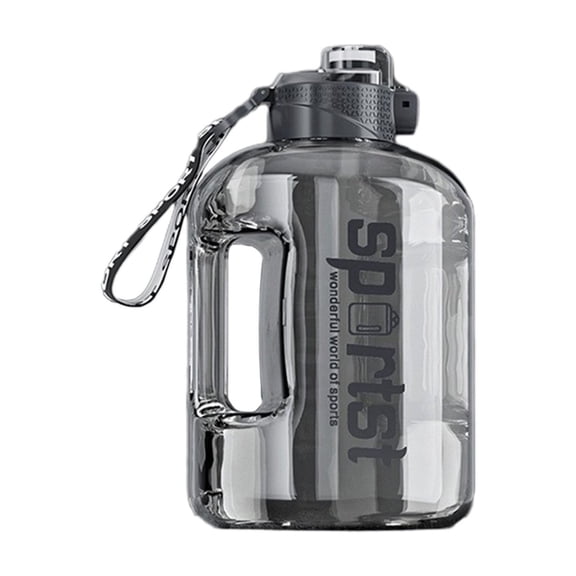 Partheme Large Water Bottle with Measurements, 2.7 L Gym Water Bottle with Straw, Gallon Water Jug Bottle with Handle & Portable Strap for Gym, Outdoor Sports , Gray