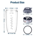 thumbnail image 6 of 7 Pieces Blender Cups & Blade Compatible with NutriBullet 600w/900w Blender, 32oz Huge Cup with 1 Flip-Top To-Go Lid and 1 Lid Ring & Premium Extractor Blade, 6 of 6