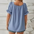 thumbnail image 4 of iHengLiXing Clearance Spring Plus Size Tops for Womens Dressy Casual Fashion Women's Casual Comfortable Solid Short Sleeved Top Blouse T-Shirt Blue L, 4 of 4