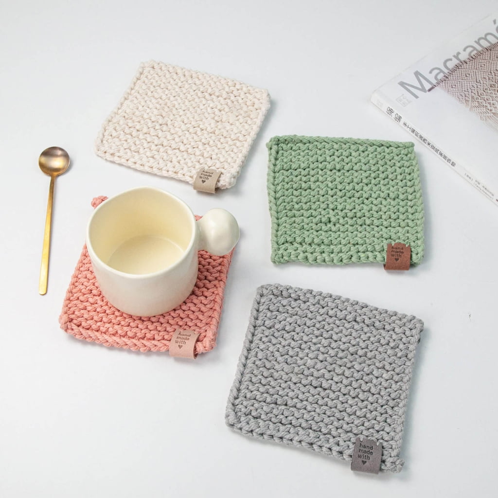 CIYISON DIY Coaster Knitting Kits for Beginners Basic Knitting Supplies Tableware Decor