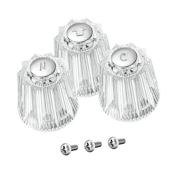 2/3Pcs Hot and Cold Shower Knob Acrylic Faucet Replacement Knobs for Bathroom and Kitchen Use Easy to Installation