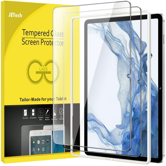 JETech Screen Protector for Samsung Galaxy Tab S8 Plus 2022 / Tab S7 FE 2021 / Tab S7 Plus 2020 12.4-Inch with Easy Installation Frame, Tempered Glass Film, HD Clear, 2-Pack