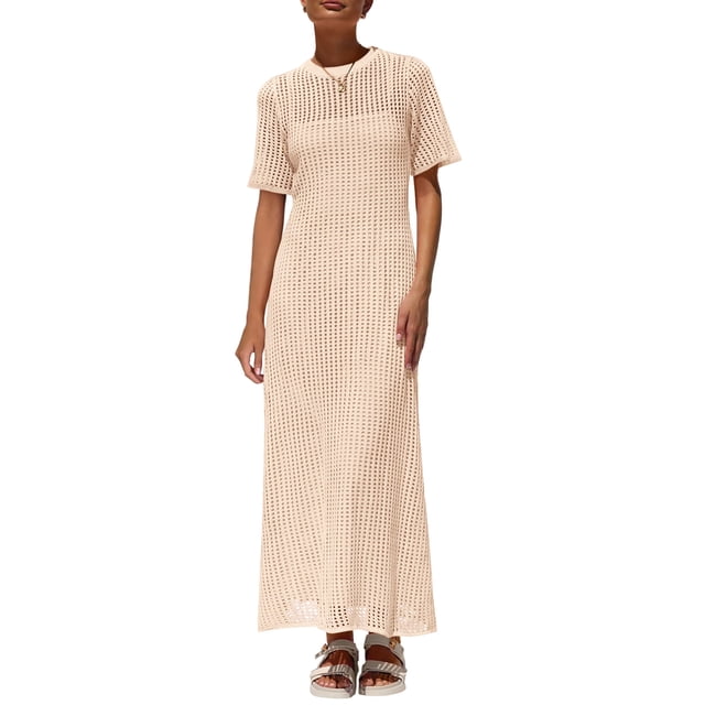 Vestido PRETTYGARDEN 2025 Verano con Ojal Hollow Out Albaricoque S