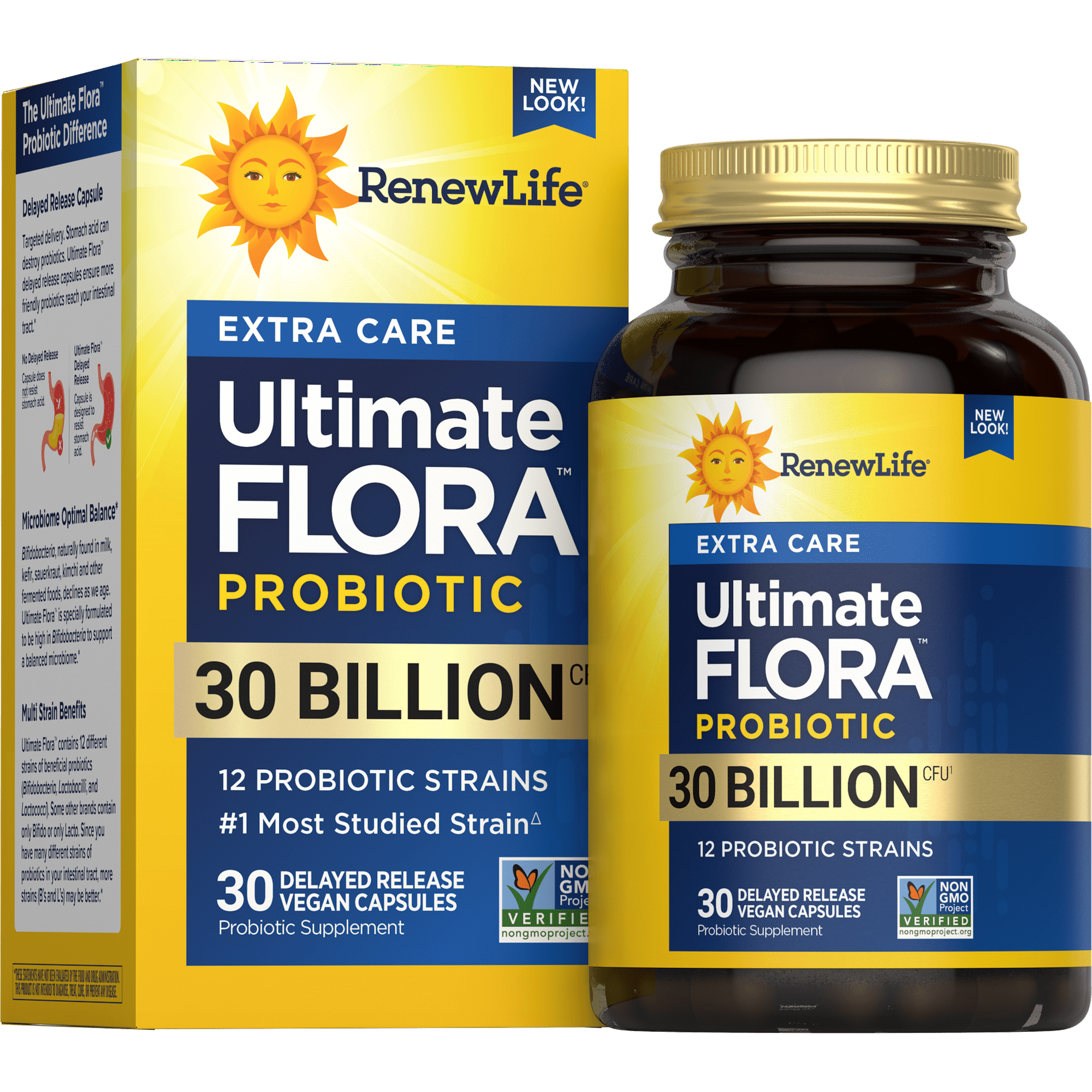 Renew Life Extra Care Digestive Adult Probiotic, Unisex, 30 Billion CFU, 12 Strains, 30 Count