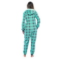 thumbnail image 3 of Just Love Buffalo Plaid Adult Onesie Sherpa Lined Hoody One Piece Pajamas (Mint Buffalo Plaid, Small), 3 of 4
