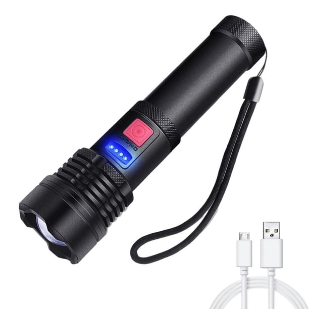 Ounissouiy Linterna de aleación de aluminio Foco telescópico Linterna LED Carga USB Linterna de trabajo con cuatro engranajes Rango de tiro lejano para Iluminación novedosa Ounissouiy HA022310-00