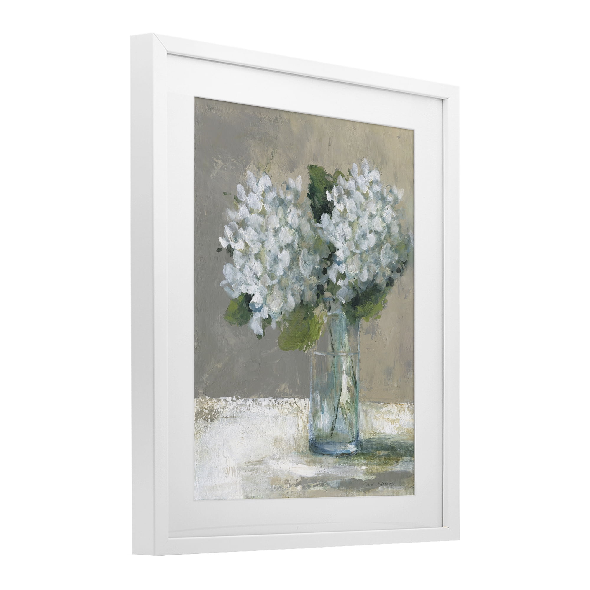 Stupell Industries White Hydrangeas Glass Vase White Framed Print Under Glass, design by Carol Robinson