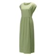 thumbnail image 3 of CHOK Robes en Lin de Coton pour Femmes Été Manches Courtes Décontractées Longueur Midi Robes Taille Midi Ample, 3 of 6