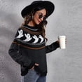 thumbnail image 3 of SWSMCLT Women's Soft Pullover Sweater Long Sleeve Knitted Holiday Knitwear Halloween Warm Halloween Fall Vintage Casual Loose Black 8-10, 3 of 5
