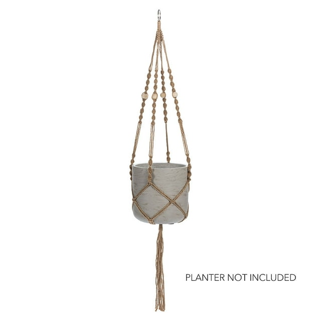 Macramé Jardinière Suspendue en Jute et Bois Style