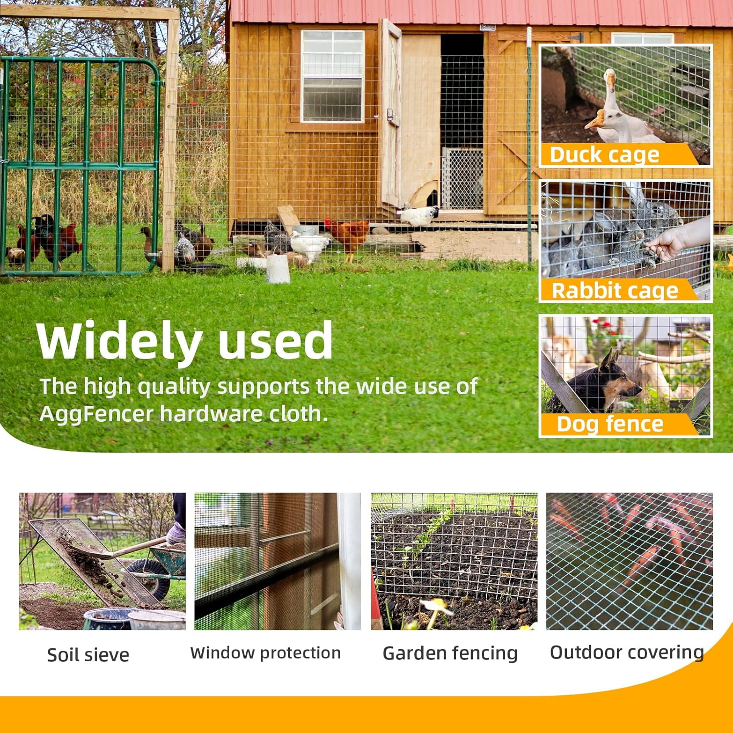 16in x 10ft Hardware Cloth 1/8 inch 27Ga Hot Dipped Galvanized After Welding, Chicken Coop Wire Fence, Welded Metal Fencing Roll Mesh for Bee Screen Garden Plant Poultry Animal Netting Cage