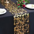 thumbnail image 1 of Table Runner Snowkingdom, 28 x 150 cm, lámina de aluminio negro y dorado, para fiesta, 1 of 7