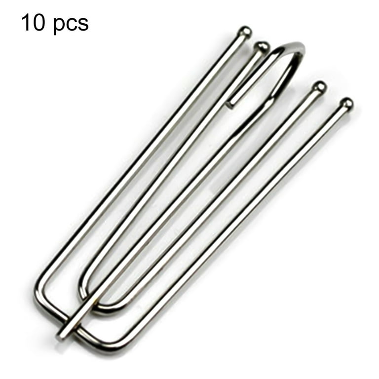 Yesbay 10Pcs/Set Curtain Hooks Wear-resistant Four Prong Curtain Pleater  Tape Hooks for Curtain,Silver