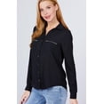 thumbnail image 3 of 3/4 Roll Up Sleeve Pocket W/zipper Detail Woven Blouse, 3 of 4