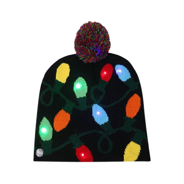 Fiudx Gorro Navideño de Punto con Led, Diseño de Copo de Nieve, Suave y Cómodo, Ideal para Fiestas Navideñas, Tamaño 21 X 20 Cm