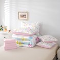 thumbnail image 6 of Feelyou Kids Watercolor Bowknot Twin Bedding Sets 7-Piece, Kawaii Love Heart Bedding Comforter Set, Fashion Stripes Lines Reversible Sheet Sets, Microfiber Bedroom Decor, 6 of 8