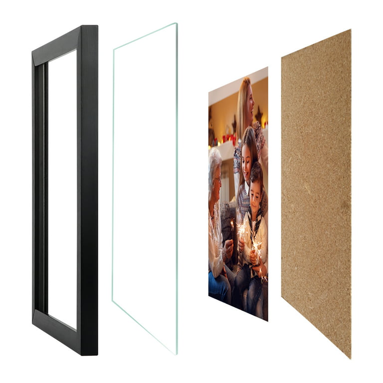 Povrgive Picture Frames Set of 10 Balck, Bulk MDF Frames for 8x10, 5x7, 4x6  Photos Real Glass for Wall or Tabletop